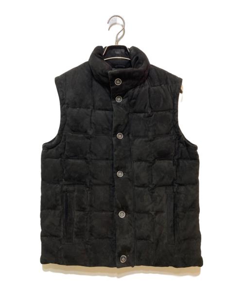 EMMETI（エンメティ）EMMETI (エンメティ) ゴートレザーダウンベスト　701040 ブラック サイズ:46の古着・服飾アイテム