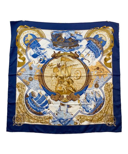 HERMES（エルメス）HERMES (エルメス) カレ90 ブルー×イエローの古着・服飾アイテム