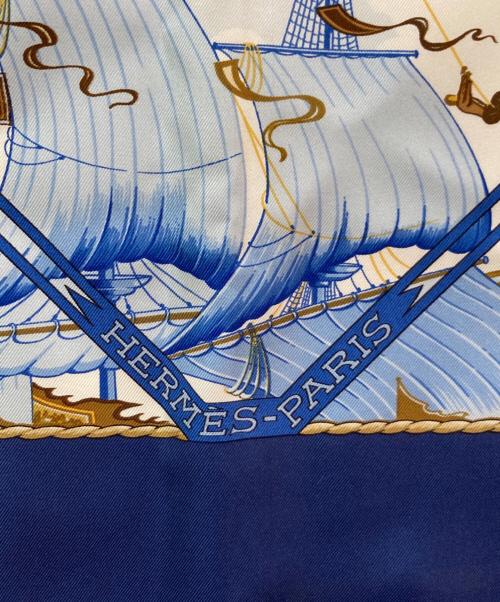 HERMES（エルメス）HERMES (エルメス) カレ90 ブルー×イエローの古着・服飾アイテム