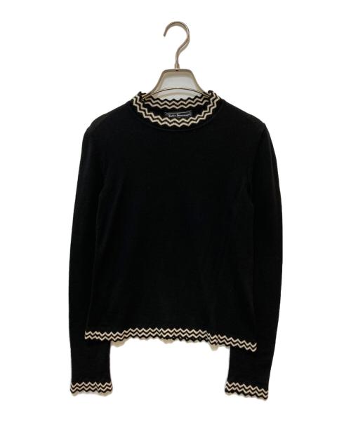 Salvatore Ferragamo（サルヴァトーレ フェラガモ）Salvatore Ferragamo (サルヴァトーレ フェラガモ) リブデザインニット ブラック サイズ:XSの古着・服飾アイテム