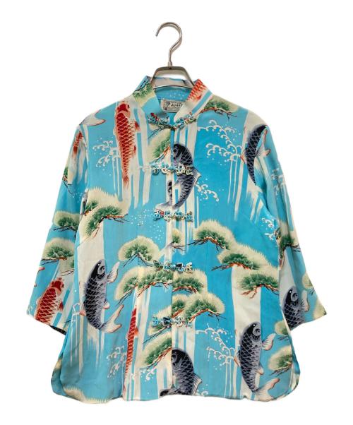 AVANTI（アヴァンティ）AVANTI (アヴァンティ) シルクアロハシャツ ブルー サイズ:Lの古着・服飾アイテム