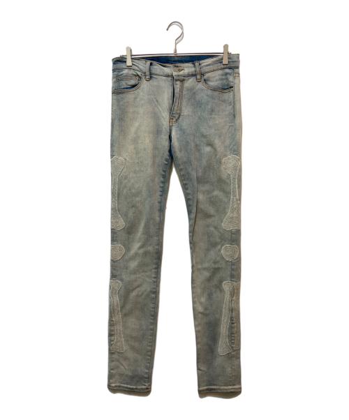 mnml（ミニマル）mnml (ミニマル) ボーン刺繍デニムパンツ インディゴ サイズ:30の古着・服飾アイテム