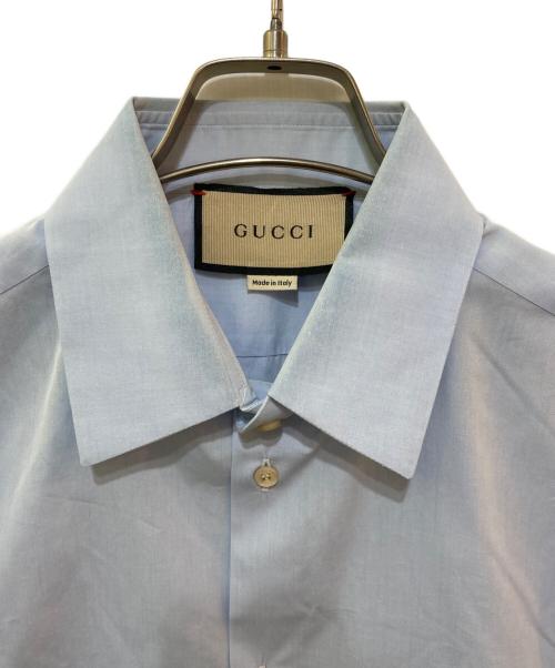 GUCCI（グッチ）GUCCI (グッチ) COTTON POPLIN SHIRT ブルー サイズ:40/15の古着・服飾アイテム
