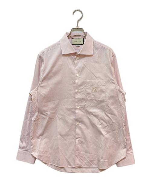 GUCCI（グッチ）GUCCI (グッチ) GG Embroidered Cotton Shirt ピンク サイズ:40/15の古着・服飾アイテム