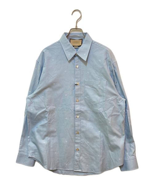 GUCCI（グッチ）GUCCI (グッチ) GG Jacquard Cotton Shirt ブルー サイズ:40/15の古着・服飾アイテム