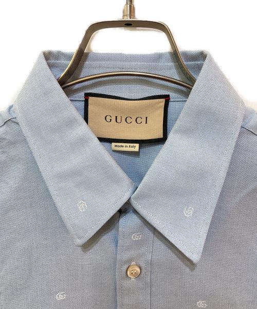 GUCCI（グッチ）GUCCI (グッチ) GG Jacquard Cotton Shirt ブルー サイズ:40/15の古着・服飾アイテム