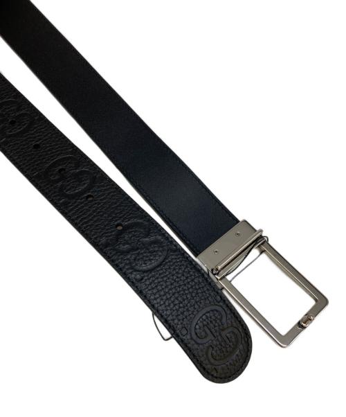 GUCCI（グッチ）GUCCI (グッチ) GGエンボスロゴ レザーベルト ブラックの古着・服飾アイテム