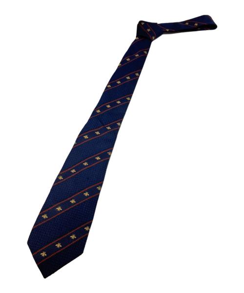 GUCCI（グッチ）GUCCI (グッチ) ビー＆ウェブ ストライプ シルクジャカード ネクタイ ネイビー サイズ:-の古着・服飾アイテム