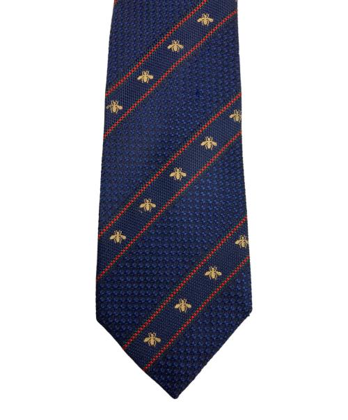 GUCCI（グッチ）GUCCI (グッチ) ビー＆ウェブ ストライプ シルクジャカード ネクタイ ネイビー サイズ:-の古着・服飾アイテム