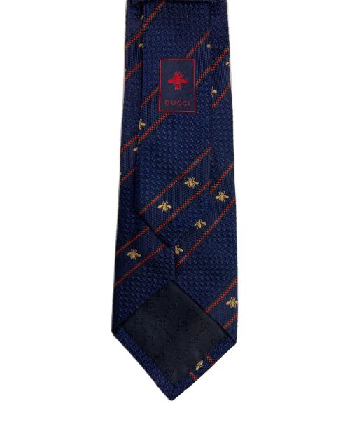 GUCCI（グッチ）GUCCI (グッチ) ビー＆ウェブ ストライプ シルクジャカード ネクタイ ネイビー サイズ:-の古着・服飾アイテム