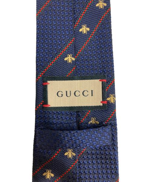 GUCCI（グッチ）GUCCI (グッチ) ビー＆ウェブ ストライプ シルクジャカード ネクタイ ネイビー サイズ:-の古着・服飾アイテム