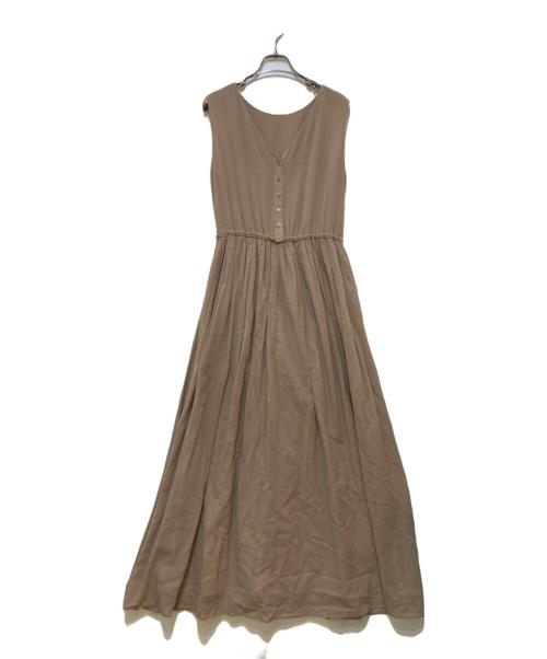 Whim Gazette（ウィムガゼット）Whim Gazette (ウィムガゼット) コットンシフォンフレアワンピース ベージュ サイズ:Freeの古着・服飾アイテム