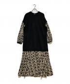 CLANEクラネ）の古着「フラワーレースミックスワンピース」｜ブラック