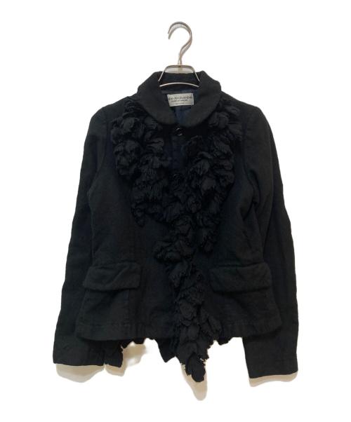 ROBE DE CHAMBRE COMME DES GARCONS（ローブドシャンブル コムデギャルソン）ROBE DE CHAMBRE COMME DES GARCONS (ローブドシャンブル コムデギャルソン) ウールフリルデザインジャケット ブラック サイズ:サイズ表記なしの古着・服飾アイテム
