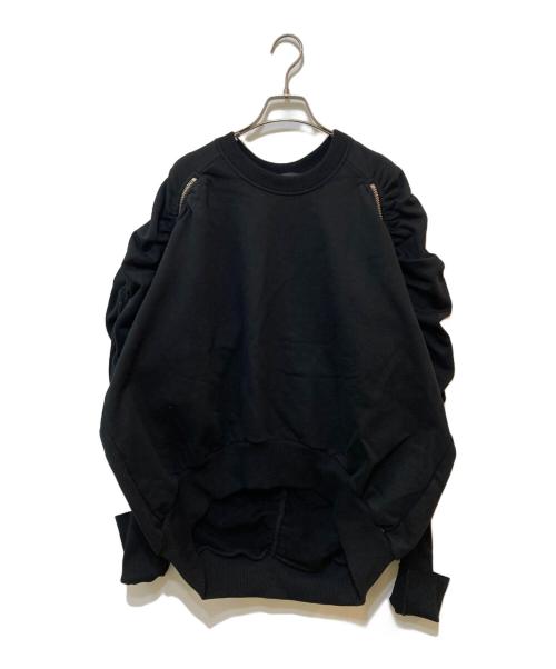 DIESEL（ディーゼル）DIESEL (ディーゼル) zip detail ruched shoulder ribbed sleeve ブラック サイズ:XLの古着・服飾アイテム