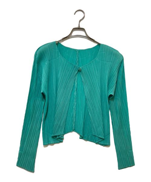 PLEATS PLEASE（プリーツプリーズ）PLEATS PLEASE (プリーツプリーズ) プリーツカーディガン　PP91-J0166 グリーン サイズ:3の古着・服飾アイテム