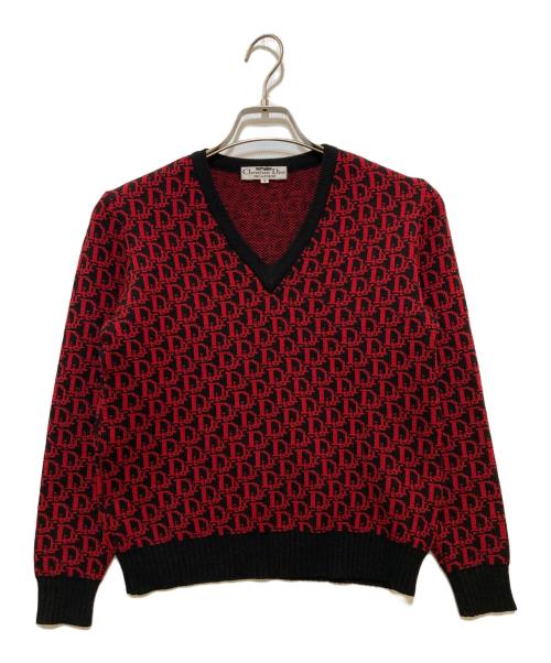 Christian Dior（クリスチャン ディオール）Christian Dior (クリスチャン ディオール) トロッター柄ニット ブラック×レッド サイズ:Mの古着・服飾アイテム