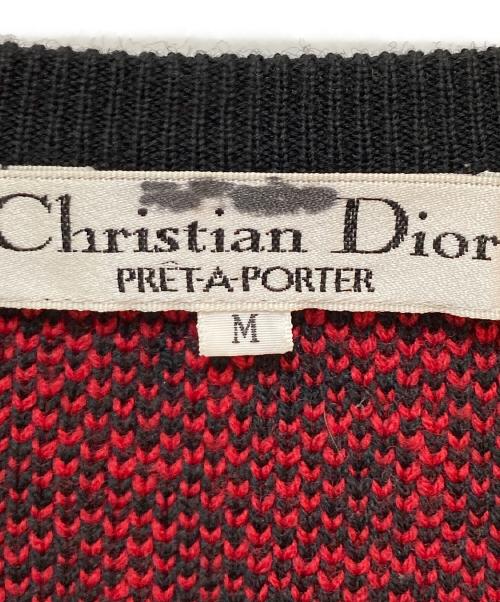 Christian Dior（クリスチャン ディオール）Christian Dior (クリスチャン ディオール) トロッター柄ニット ブラック×レッド サイズ:Mの古着・服飾アイテム
