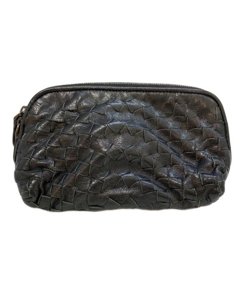 BOTTEGA VENETA（ボッテガベネタ）BOTTEGA VENETA (ボッテガベネタ) イントレチャートレザーポーチ ブラックの古着・服飾アイテム