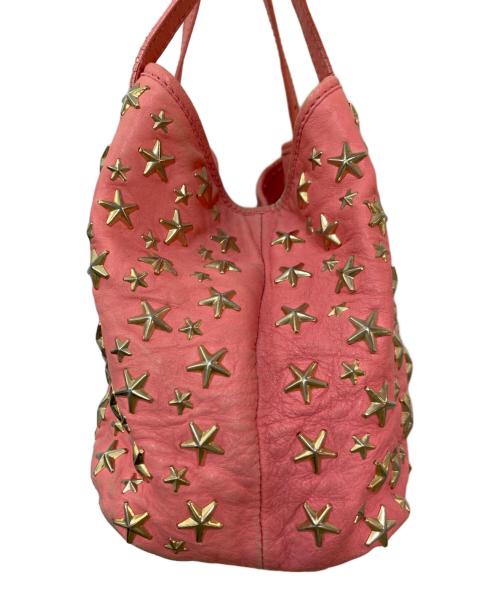 JIMMY CHOO（ジミーチュウ）JIMMY CHOO (ジミーチュウ) スタースタッズハンドバッグ ピンクの古着・服飾アイテム