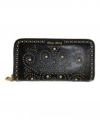MIU MIUミュウミュウ）の古着「スタッズ長財布」｜ブラック