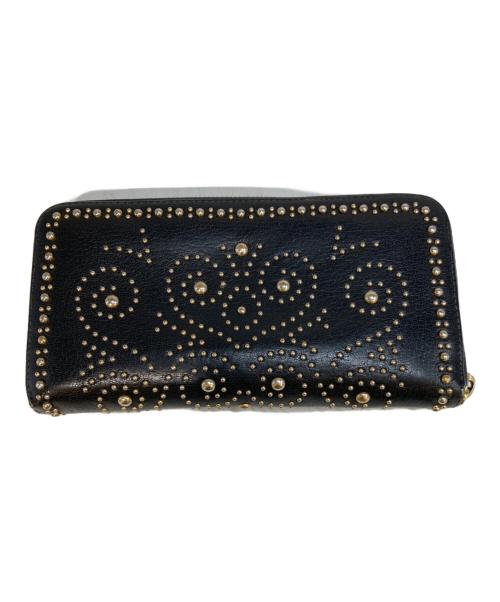 MIU MIU（ミュウミュウ）MIU MIU (ミュウミュウ) スタッズ長財布 ブラックの古着・服飾アイテム