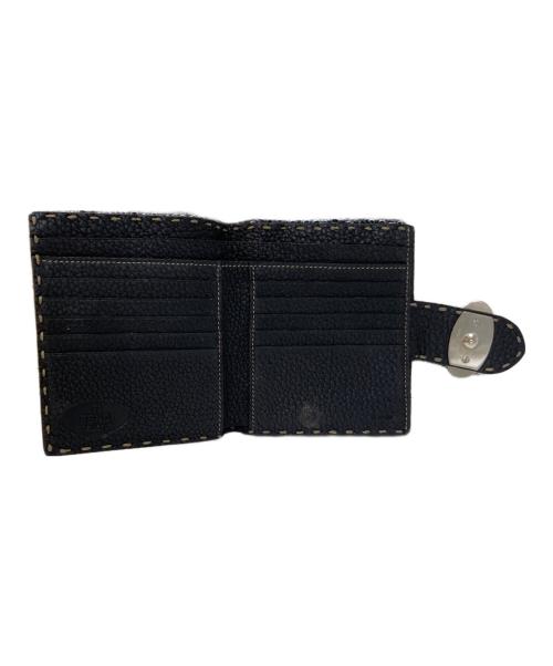 FENDI（フェンディ）FENDI (フェンディ) ローマンレザー折り畳み財布 ブラックの古着・服飾アイテム