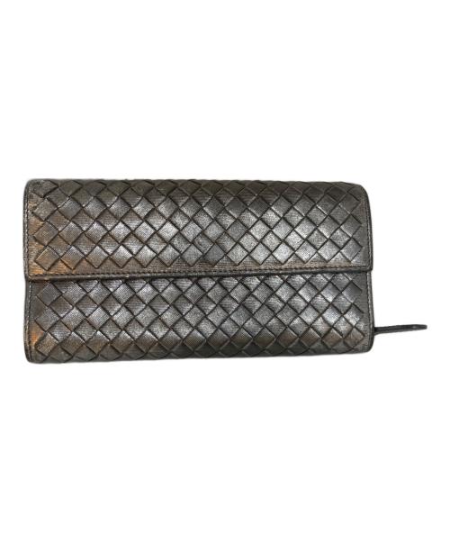 BOTTEGA VENETA（ボッテガベネタ）BOTTEGA VENETA (ボッテガベネタ) コーティングイントレチャート 長財布 シルバーの古着・服飾アイテム