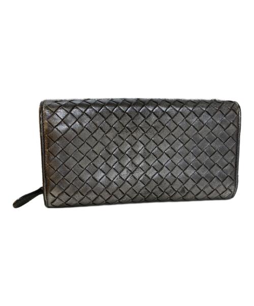 BOTTEGA VENETA（ボッテガベネタ）BOTTEGA VENETA (ボッテガベネタ) コーティングイントレチャート 長財布 シルバーの古着・服飾アイテム