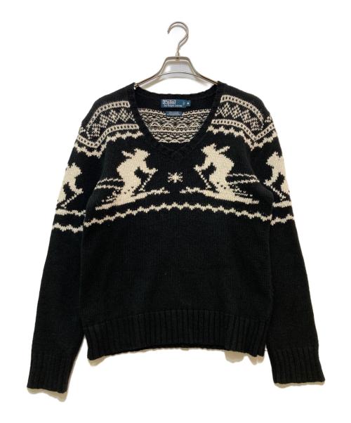 POLO RALPH LAUREN（ポロ・ラルフローレン）POLO RALPH LAUREN (ポロ・ラルフローレン) カシミヤ混ノルディックニット ブラック サイズ:Mの古着・服飾アイテム