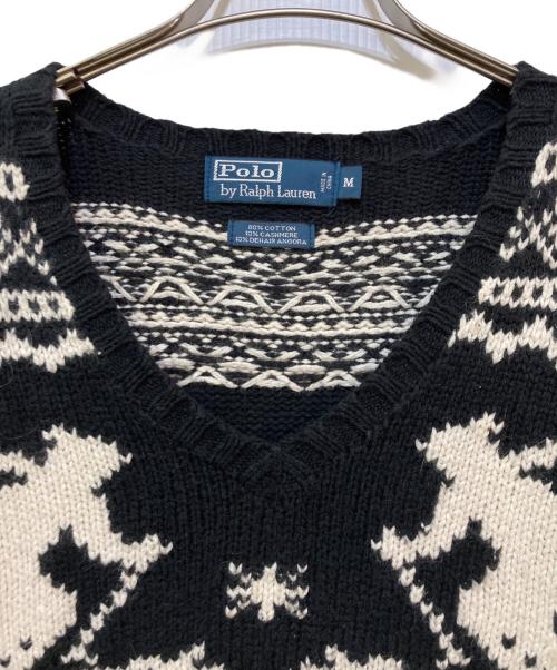 POLO RALPH LAUREN（ポロ・ラルフローレン）POLO RALPH LAUREN (ポロ・ラルフローレン) カシミヤ混ノルディックニット ブラック サイズ:Mの古着・服飾アイテム