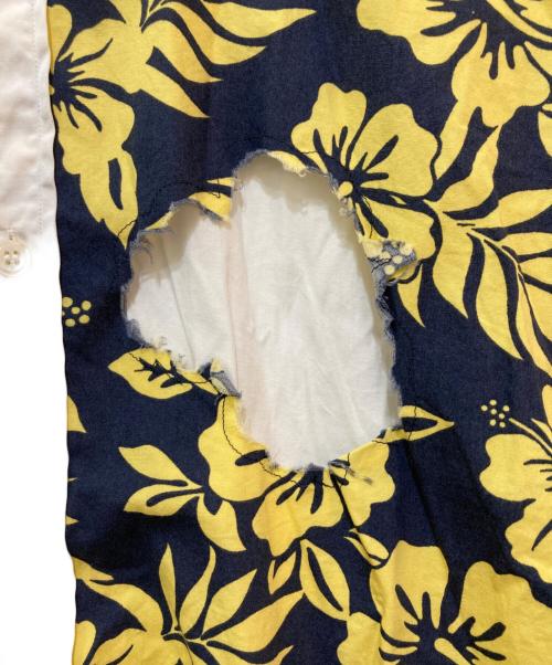 COMME des GARCONS SHIRT（コムデギャルソンシャツ）COMME des GARCONS SHIRT (コムデギャルソンシャツ) フラワー切替型抜きS/Sシャツ　S24035 ブラック×ホワイト サイズ:Ｍの古着・服飾アイテム