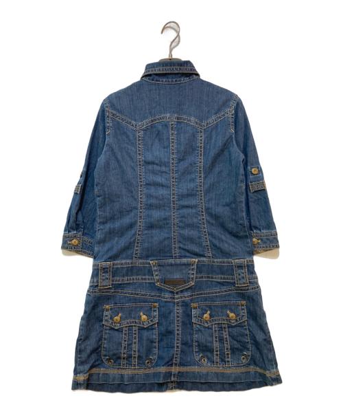 BURBERRY BLUE LABEL（バーバリーロンドンブルーレーベル）BURBERRY BLUE LABEL (バーバリーロンドンブルーレーベル) デニムフリルブラウス インディゴ サイズ:36の古着・服飾アイテム