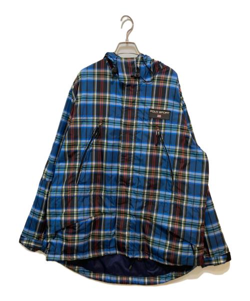 POLO SPORT（ポロスポーツ）POLO SPORT (ポロスポーツ) チェックナイロンジャケット ブルー サイズ:100(韓国規格)の古着・服飾アイテム