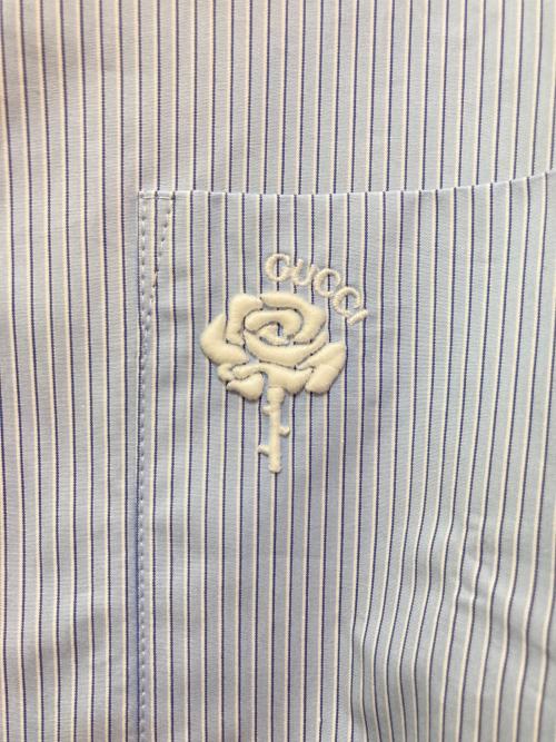 GUCCI（グッチ）GUCCI (グッチ) EMBROIDERED POPLIN SHIRT ブルー サイズ:40/15 3/4の古着・服飾アイテム