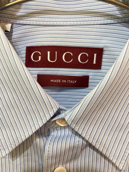 GUCCI（グッチ）GUCCI (グッチ) EMBROIDERED POPLIN SHIRT ブルー サイズ:40/15 3/4の古着・服飾アイテム
