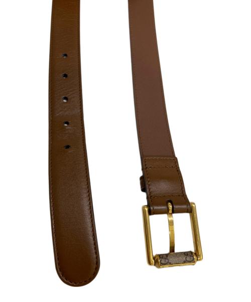 GUCCI（グッチ）GUCCI (グッチ) GGスプリームバックル スクエアレザーベルト ブラウンの古着・服飾アイテム