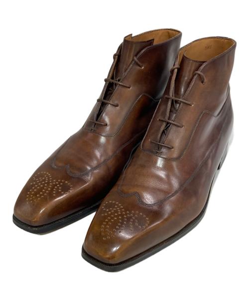 Berluti（ベルルッティ）Berluti (ベルルッティ) メダリオンウイングチップレザーブーツ ブラウン サイズ:9の古着・服飾アイテム