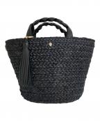HELEN KAMINSKIヘレンカミンスキー）の古着「Marihanna ラフィアカウレザーハンドルカゴバッグ」｜ブラック