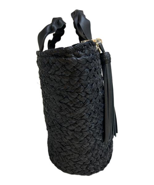 HELEN KAMINSKI（ヘレンカミンスキー）HELEN KAMINSKI (ヘレンカミンスキー) Marihanna ラフィアカウレザーハンドルカゴバッグ ブラックの古着・服飾アイテム