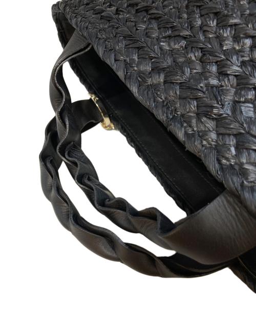 HELEN KAMINSKI（ヘレンカミンスキー）HELEN KAMINSKI (ヘレンカミンスキー) Marihanna ラフィアカウレザーハンドルカゴバッグ ブラックの古着・服飾アイテム