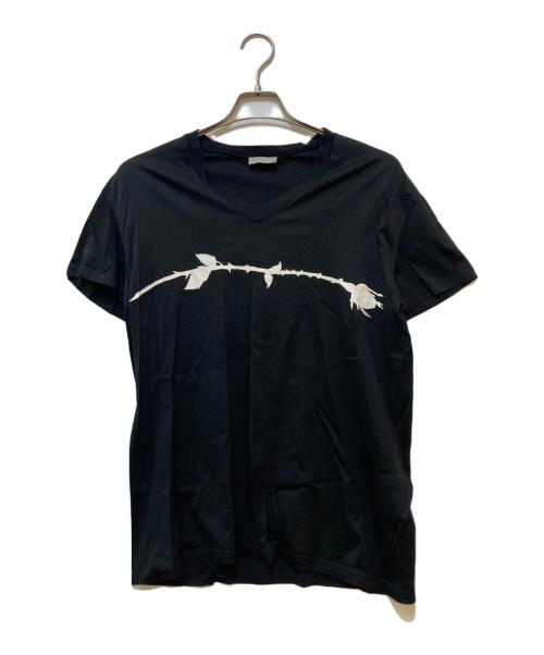 DIOR HOMME（ディオール オム）DIOR HOMME (ディオール オム) VネックプリントTシャツ ブラック サイズ:Sの古着・服飾アイテム