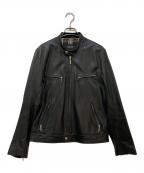 BURBERRY BLACK LABELバーバリーブラックレーベル）の古着「ラムレザーシングルライダースジャケット　BMP01-116-09」｜ブラック