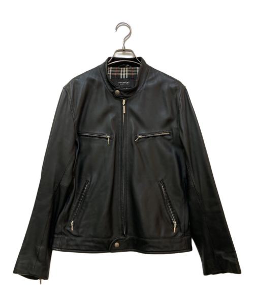 BURBERRY BLACK LABEL（バーバリーブラックレーベル）BURBERRY BLACK LABEL (バーバリーブラックレーベル) ラムレザーシングルライダースジャケット　BMP01-116-09 ブラック サイズ:Mの古着・服飾アイテム