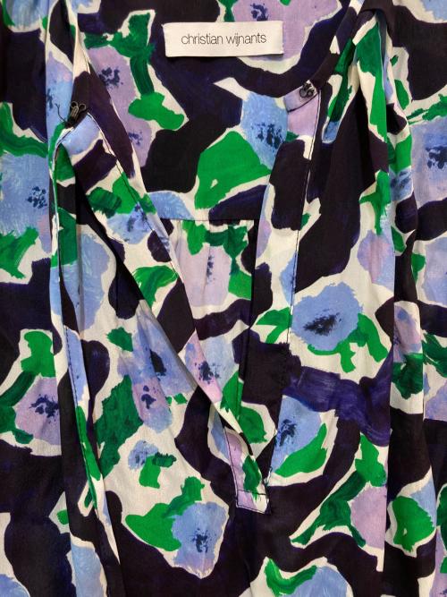 christian wijnants（クリスチャン ワイナンツ）christian wijnants (クリスチャン ワイナンツ) シルクレーヨン総柄ワンピース ブルー サイズ:34の古着・服飾アイテム