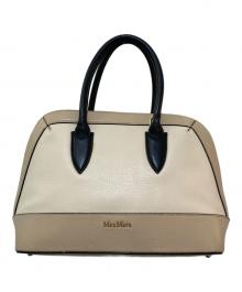 MaxMara（マックスマーラ）の古着「バイカラーレザートートバッグ」｜ベージュ
