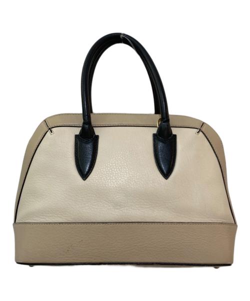 MaxMara（マックスマーラ）MaxMara (マックスマーラ) バイカラーレザートートバッグ ベージュの古着・服飾アイテム