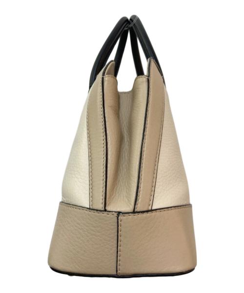 MaxMara（マックスマーラ）MaxMara (マックスマーラ) バイカラーレザートートバッグ ベージュの古着・服飾アイテム