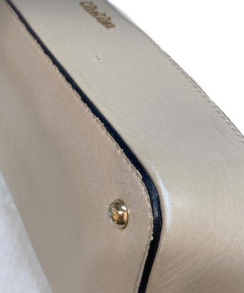 MaxMara（マックスマーラ）MaxMara (マックスマーラ) バイカラーレザートートバッグ ベージュの古着・服飾アイテム