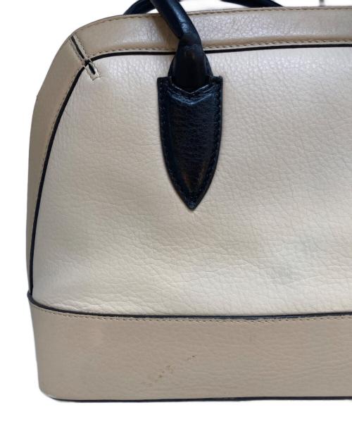 MaxMara（マックスマーラ）MaxMara (マックスマーラ) バイカラーレザートートバッグ ベージュの古着・服飾アイテム